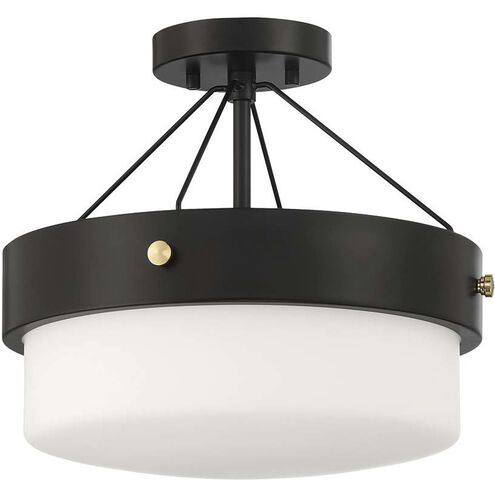 Oak Street 2 Light 13 inch Flat Black Convertible Semi Flush Ceiling Light